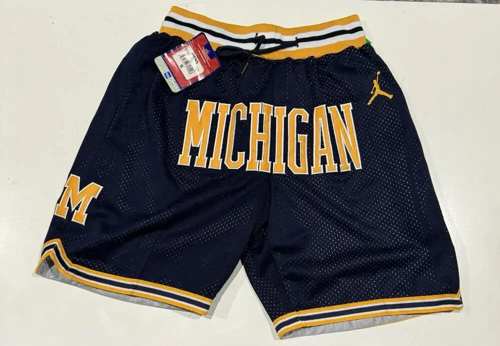 Jordan Shorts Just Don Michigan Wolverine Blue Men’s Small NCAA Basketball